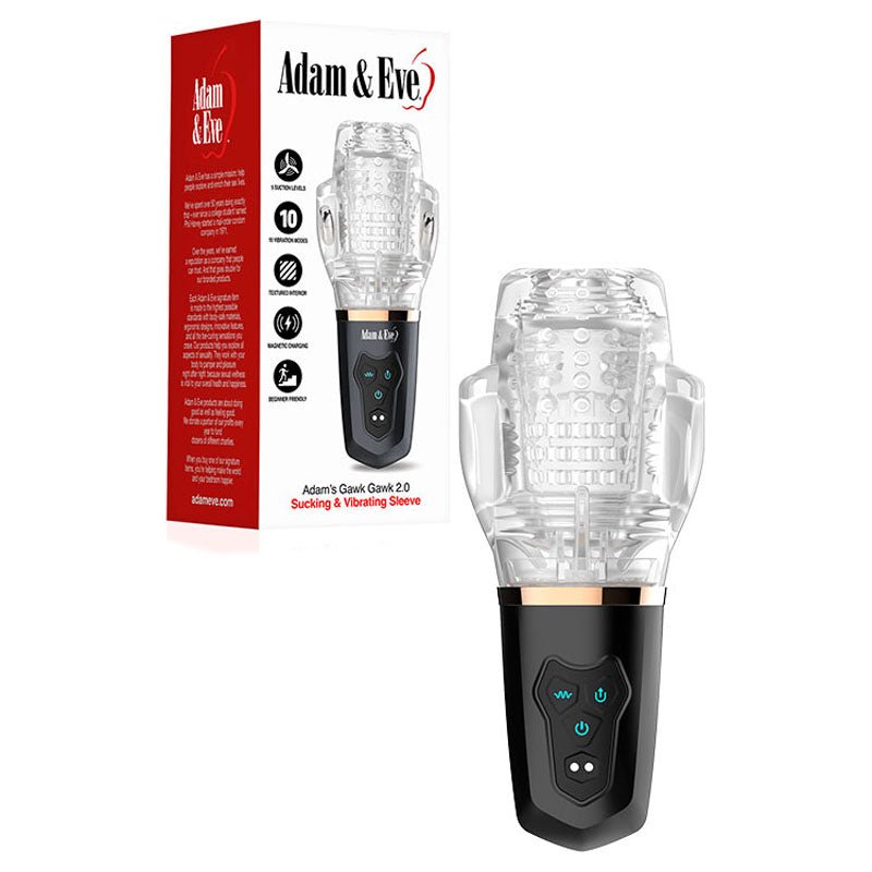 Adam & Eve Adam's Gawk Gawk 2.0 - Clear USB Rechargeable Rotating & Vibrating Masturbator - MASTURBATORS