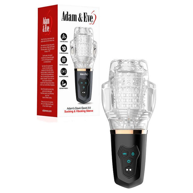 Adam & Eve Adam's Gawk Gawk 2.0 - Clear USB Rechargeable Rotating & Vibrating Masturbator - MASTURBATORS