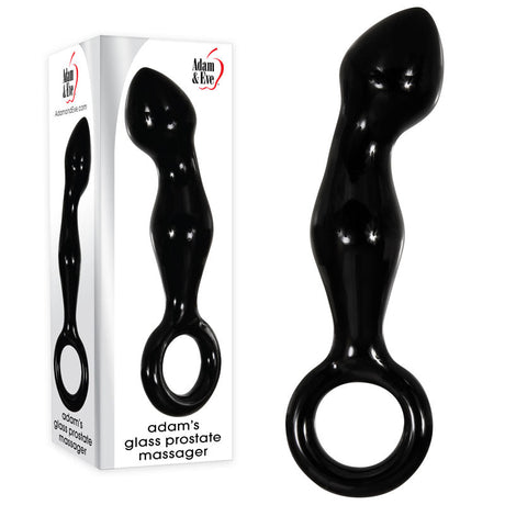 Adam & Eve ADAMS GLASS PROSTATE MASSAGER - Black Glass 16.6 cm Prostate Massager - GLASS TOYS