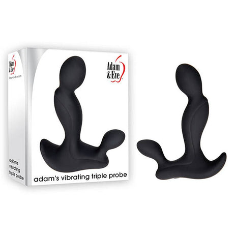 Adam & Eve Adam's Vibrating Triple Probe - Black USB Rechargeable Prostate Massager - ANAL TOYS