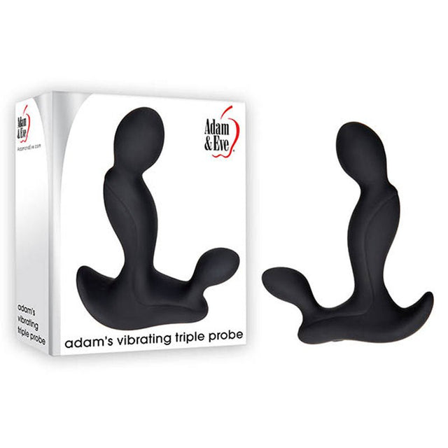Adam & Eve Adam's Vibrating Triple Probe - Black USB Rechargeable Prostate Massager - ANAL TOYS
