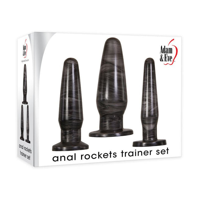 Adam & Eve ANAL ROCKETS TRAINER SET - Black Butt Plugs - Set of 3 Sizes - Anal Toys