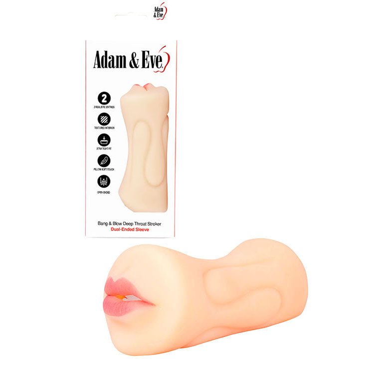 Adam & Eve Bang & Blow Deep Throat Stroker - Flesh Vagina & Mouth Dual Ended Stroker - MASTURBATORS