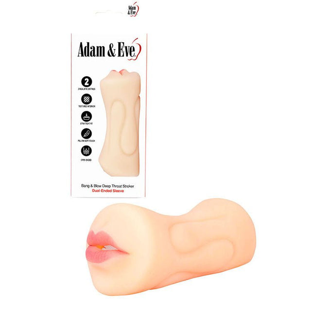 Adam & Eve Bang & Blow Deep Throat Stroker - Flesh Vagina & Mouth Dual Ended Stroker - MASTURBATORS
