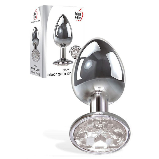 Adam & Eve Clear Gem Anal Plug - Large - Metallic 9.5 cm Large Butt Plug with Clear Gem Base - ANAL TOYS