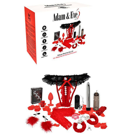Adam & Eve DELUXE RED HOT SEX KIT - Couples Kit - 13 Piece Set - Naughty by Nature Adult Store