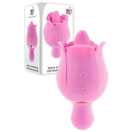 Adam & Eve EVES RAVISHING CLIT FLICKING ROSE - Pink USB Rechargeable Rose Flicking Stimulator - STIMULATORS