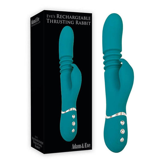 Adam & Eve Eve's Rechargeable Thrusting Rabbit - Green 22.9 cm (9'') USB Rechargeable Thrusting Rabbit Vibrator - VIBRATORS - RABBIT