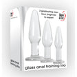 Adam & Eve Glass Anal Training Trio - Clear Glass Butt Plugs - Set of 3 Sizes - GLASS TOYS