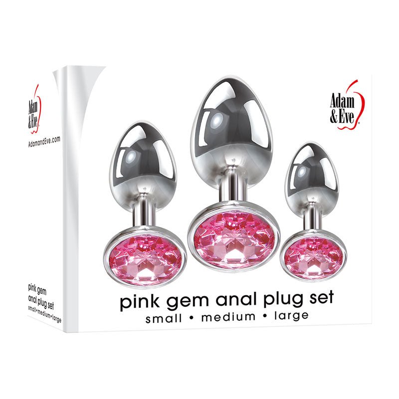 Adam & Eve Pink Gem Anal Plug Set - Set of 3 Sizes - Naughty by Nature Adult Store