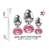 Adam & Eve Pink Gem Anal Plug Set - Set of 3 Sizes - Naughty by Nature Adult Store