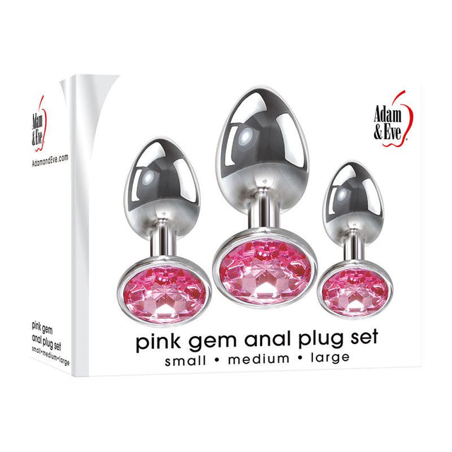 Adam & Eve Pink Gem Anal Plug Set - Set of 3 Sizes - Naughty by Nature Adult Store