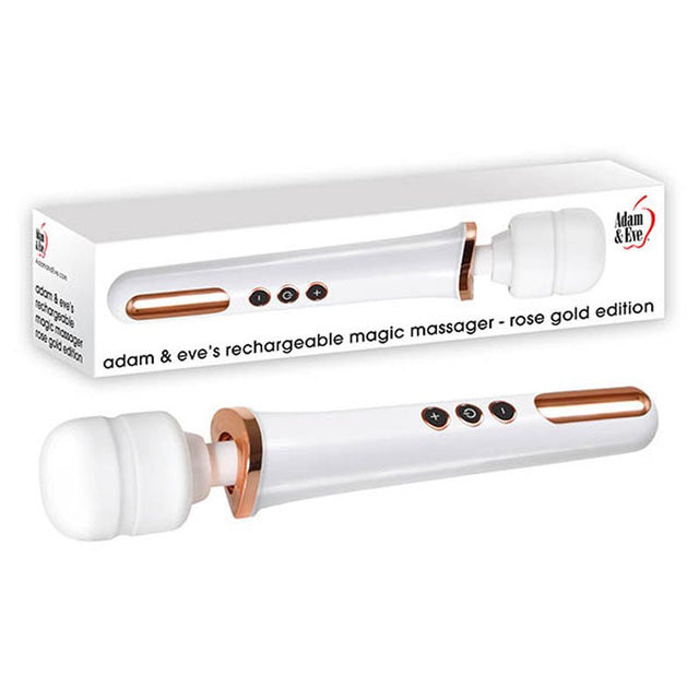 Adam & Eve Rechargeable Magic Massager - Rose Gold/White 33 cm USB Rechargeable Massager Wand - VIBRATORS