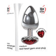 Adam & Eve Red Heart Gen Anal Plug - Medium - Metallic 8.25 cm Butt Plug with Heart Gem Base - ANAL TOYS