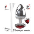 Adam & Eve Red Heart Gen Anal Plug - Small - Metallic 7.1 cm Butt Plug with Heart Gem Base - ANAL TOYS