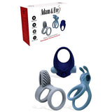 Adam Eve Rumbler Silicone Cock Rings Vibrating Bullet Set 3 - COCK RINGS