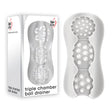 Adam & Eve Triple Chamber Ball Drainer - Clear Masturbator Sleeve - MASTURBATORS