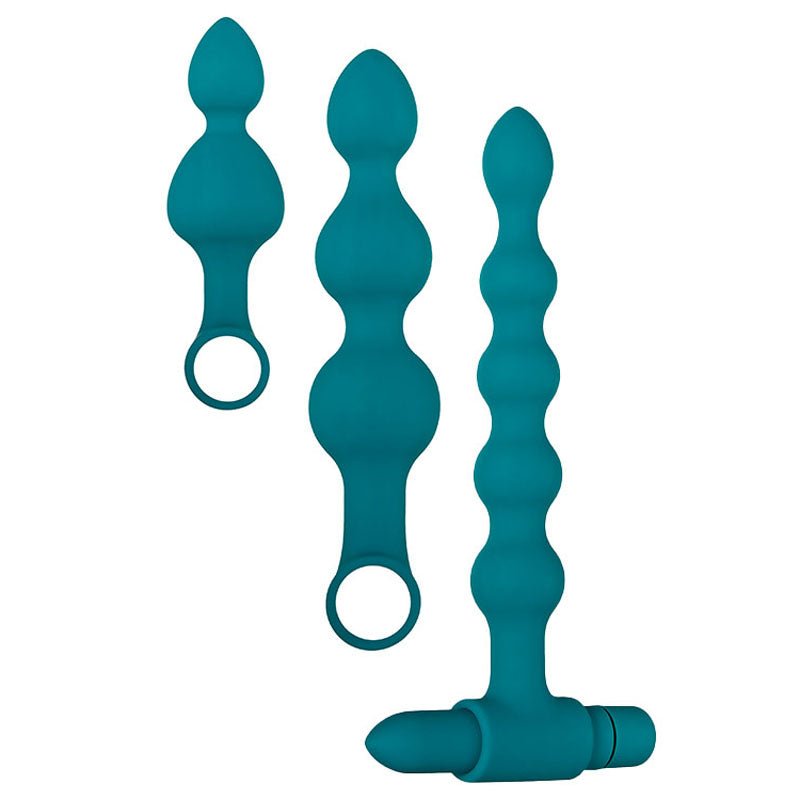 Adam & Eve Vibrating Bumpy Bead Set - Green Vibrating - ANAL TOYS