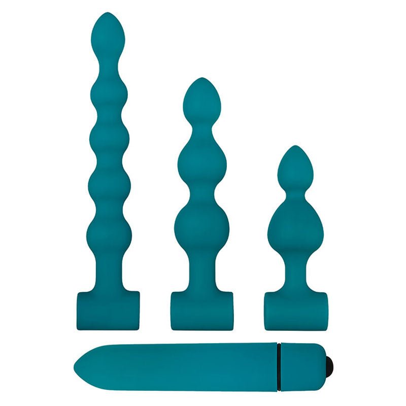 Adam & Eve Vibrating Bumpy Bead Set - Green Vibrating - ANAL TOYS