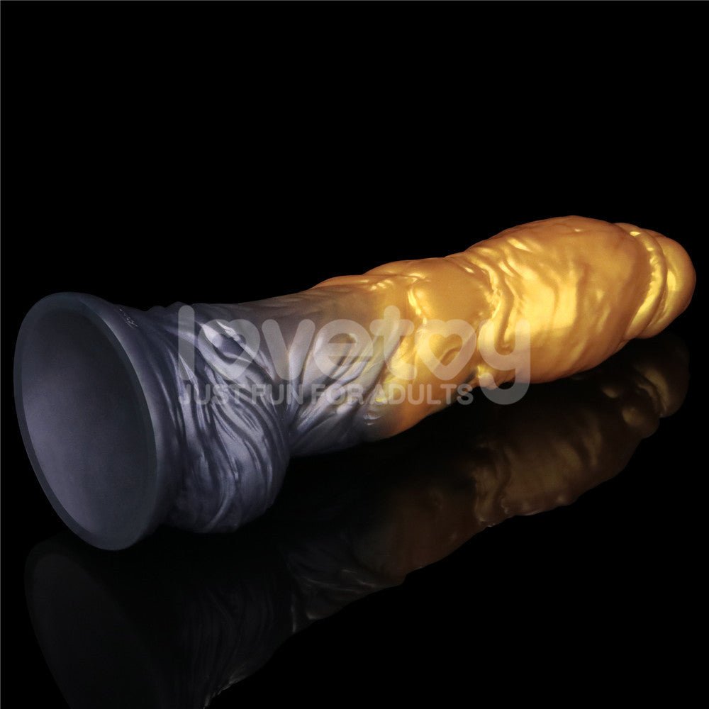 Aerosx 10 Inch Dual Density Inflatable Dildo Gold Blue 33 Cm Inflatable Fantasy Experience - DONGS