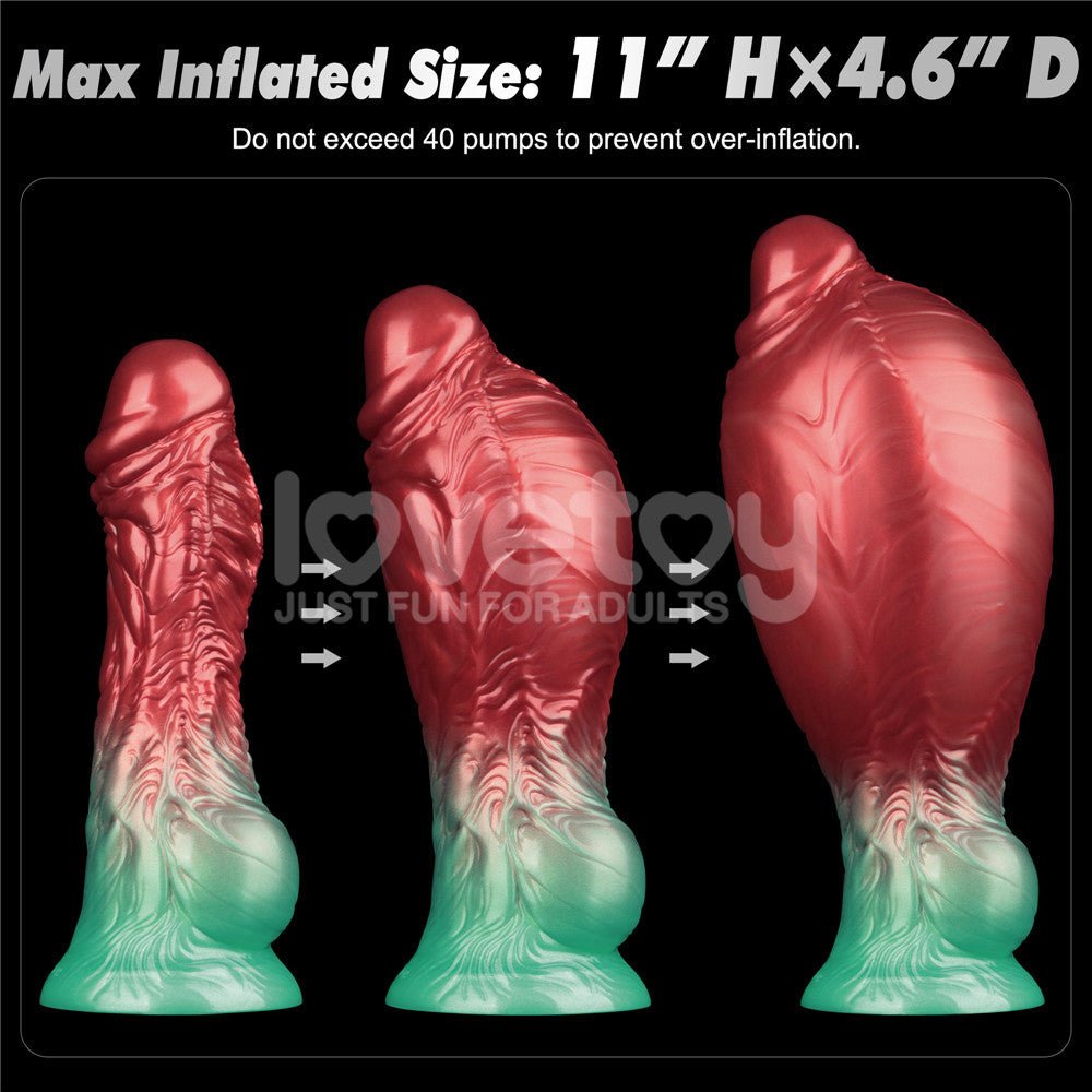 Aerosx 8 Inch Dual Density Inflatable Dildo - Red/Green 28 cm - DONGS