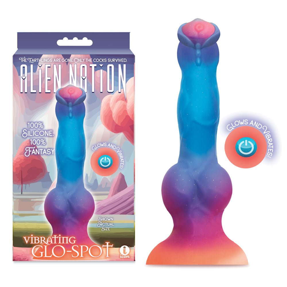 Alien Nation - Glo - Spot - Glow In Dark Coloured 21.6 cm USB Rechargeable Vibrating Fantasy Dong - DONGS