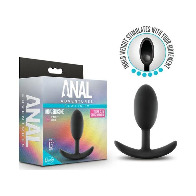 Anal Adventures Platinum Silicone Vibra Slim Plug Medium - Naughty by Nature Adult Store