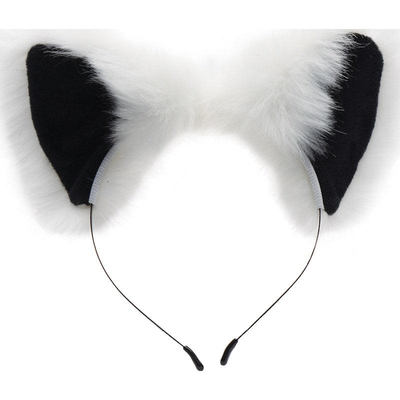 Anal Plug and Ears Set White Fox Tail - Adult Toys