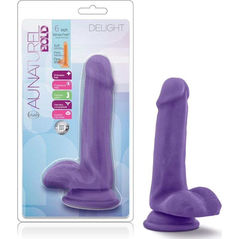 Au Naturel Bold Delight 6in Dildo Purple - Adult Toys