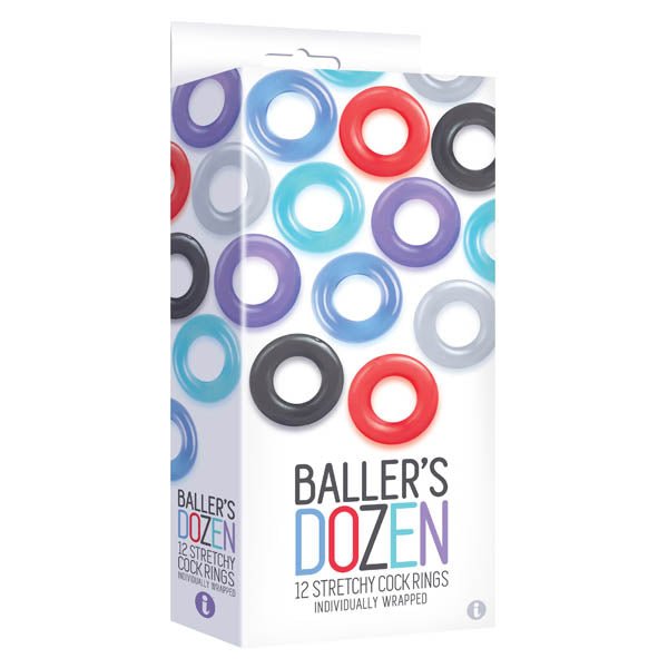 Baller's Dozen - Smooth - Individually Wrapped Cock Rings - Pack of 12 - COCK RINGS