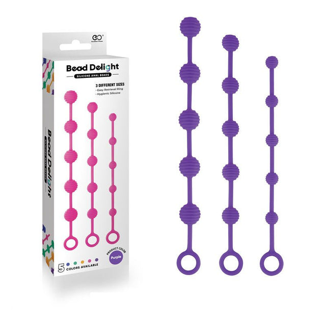 Bead Delight Silicone Anal Beads Purple - Set of 3 Sizes - ANAL TOYS