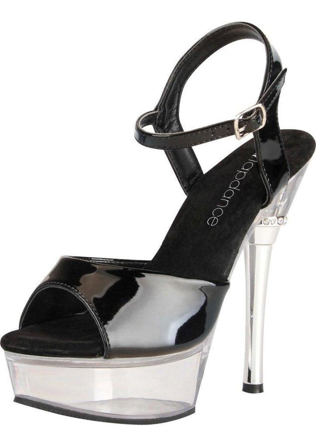 Black and Clear Platform Sandal w Crystal Accent and Quick Release Strap 6in Heel - Lingerie