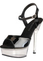 Black and Clear Platform Sandal w Crystal Accent and Quick Release Strap 6in Heel - Lingerie