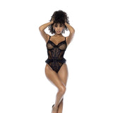 Black Bodysuit w/ Lace Ruffles - Lingerie