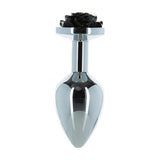 Black Rose 3in Metal Butt Plug - Adult Toys