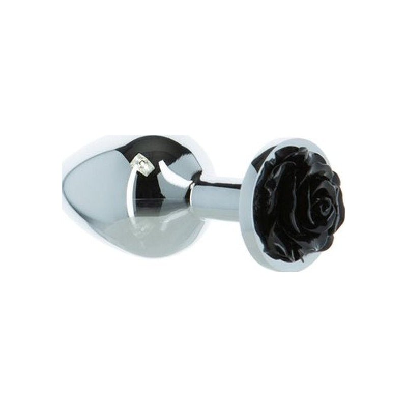 Black Rose 3in Metal Butt Plug - Adult Toys