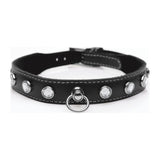 Bling Vixen Leather Choker w Clear Rhinestones - Adult Toys