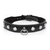 Bling Vixen Leather Choker w Clear Rhinestones - Adult Toys