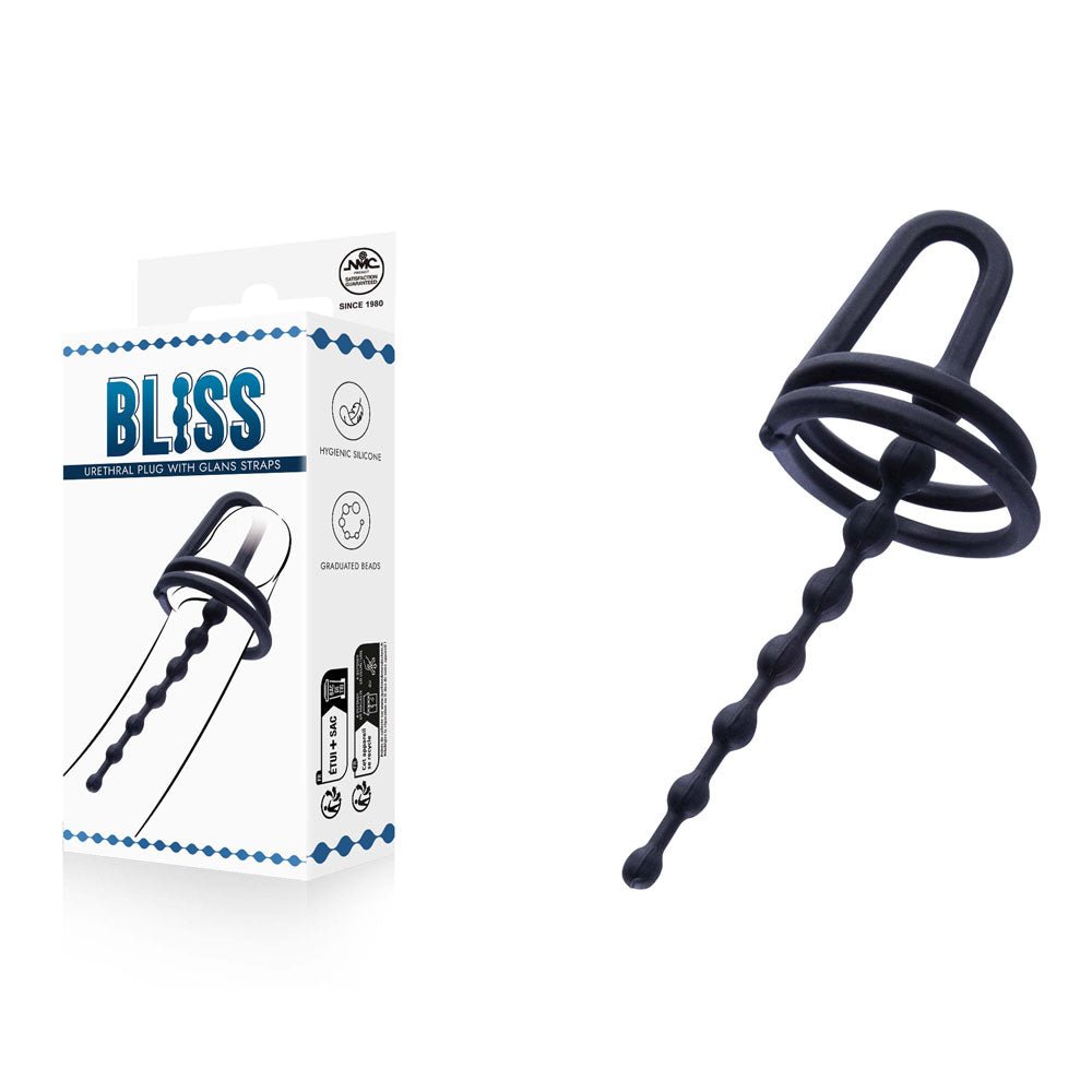 Bliss - Black Urethral Plug with Glans Ring - BONDAGE - TOYS
