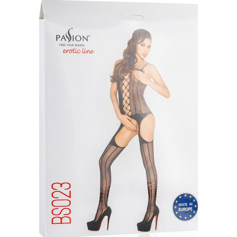 Bodystocking Fishnet With Open Cleavage BLK - Lingerie