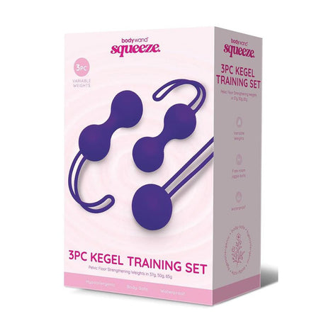 Bodywand Squeeze 3pc Kegel Training Set - Purple Weighted Kegel Ball Set - 3 Piece Kit - KEGEL TOYS