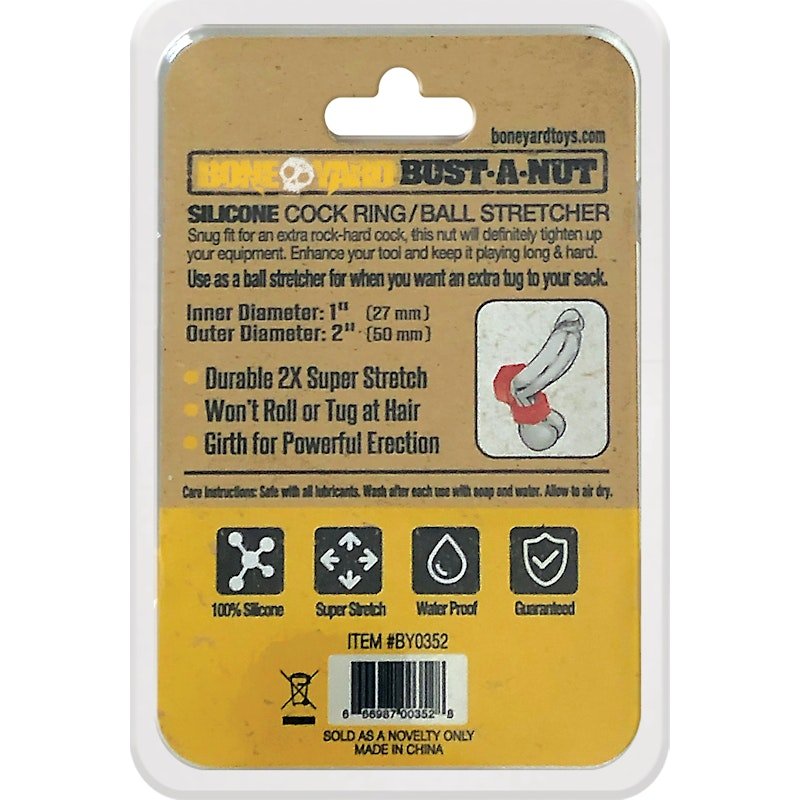 Boneyard Bust a Nut Cockring – Red Soft Silicone Nut - Shaped Ring - Adult Toys