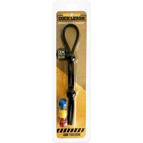 Boneyard Cock Leash Double - Black Adjustable Cock Lasso Ring - COCK RINGS