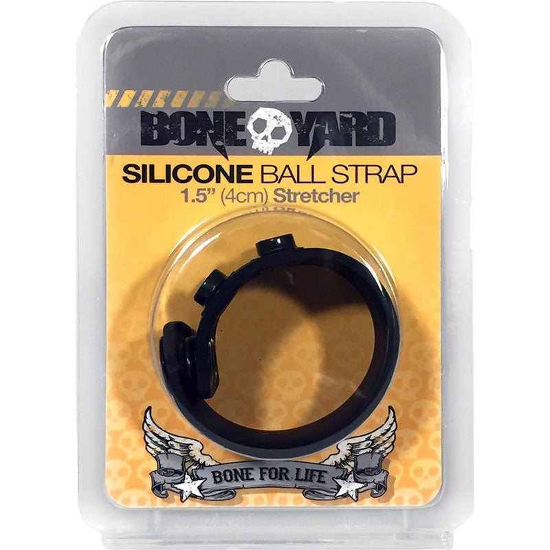 Boneyard Silicone Ball Strap Black - Black 3 - Snap 4 cm Adjustable Ball Stretcher Ring - COCK RINGS