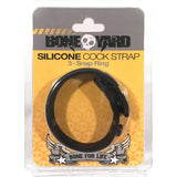 Boneyard Silicone Cock Strap - 3 Snap Ring - Black - Adult Toys