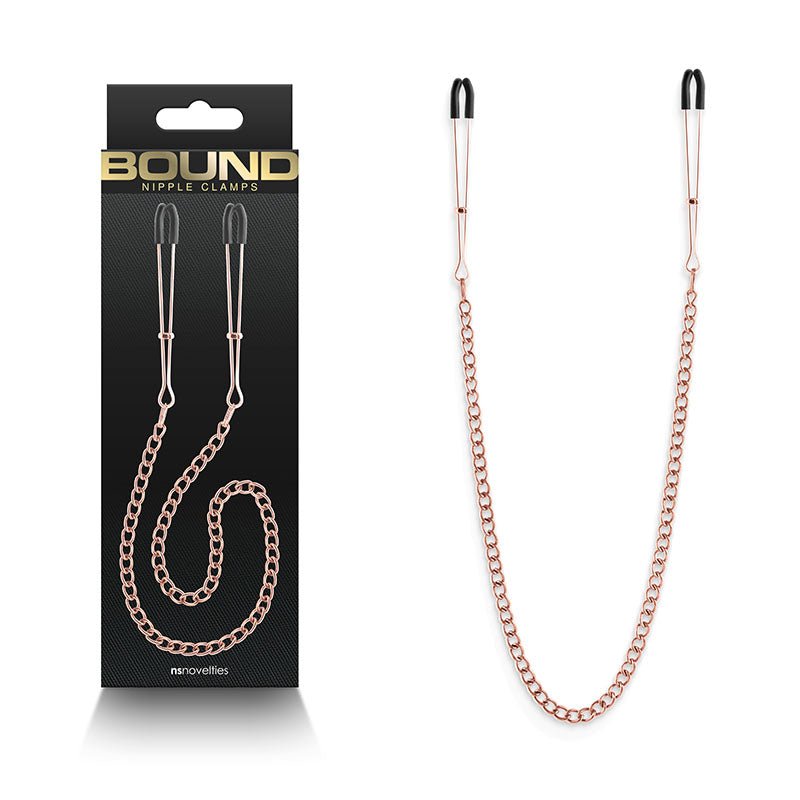 Bound Nipple Clamps - DC3 - Rose Gold - Rose Gold Nipple Clamps with Chain - BONDAGE - TOYS