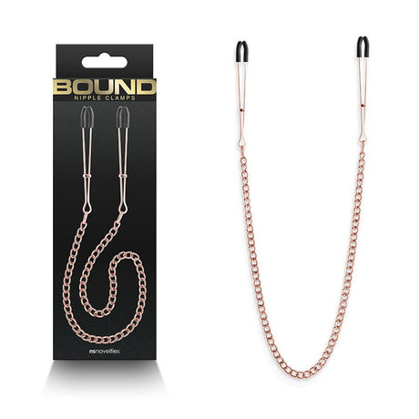 Bound Nipple Clamps - DC3 - Rose Gold - Rose Gold Nipple Clamps with Chain - BONDAGE - TOYS