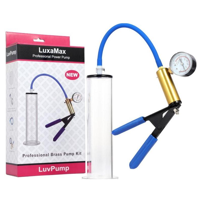 Brass Pistol Penis Pump Set with Gauge, Hose and Cylinder - Adult Toys