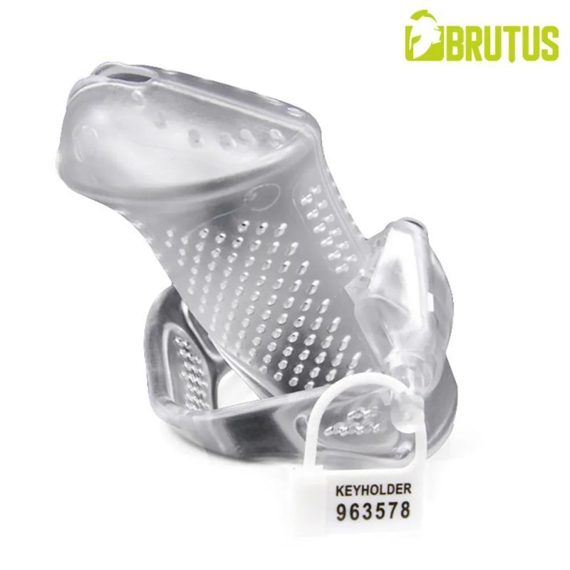 Brutus Airmesh Chastity Cage Clear - Adult Toys