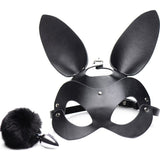 Bunny Tail Anal Plug and Mask Set - Adult Toys